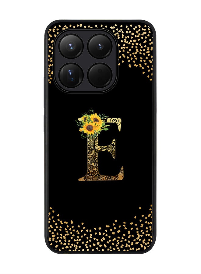 For Xiaomi 15T Case,Slim fit Camera Protection, Shockproof Thin Phone cover  - Custom Floral Monogram - E ( Black )